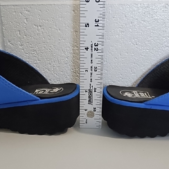 Vibrant Blue 90's Slide Sandals Platform Beach Club Seychelles - Picture 9 of 12